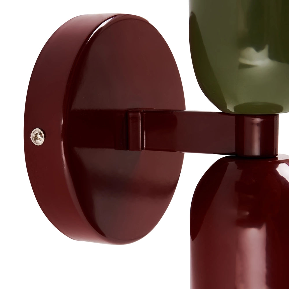 Set di 2 lampade da parete a due luci Up-Down Scones rosso e verde