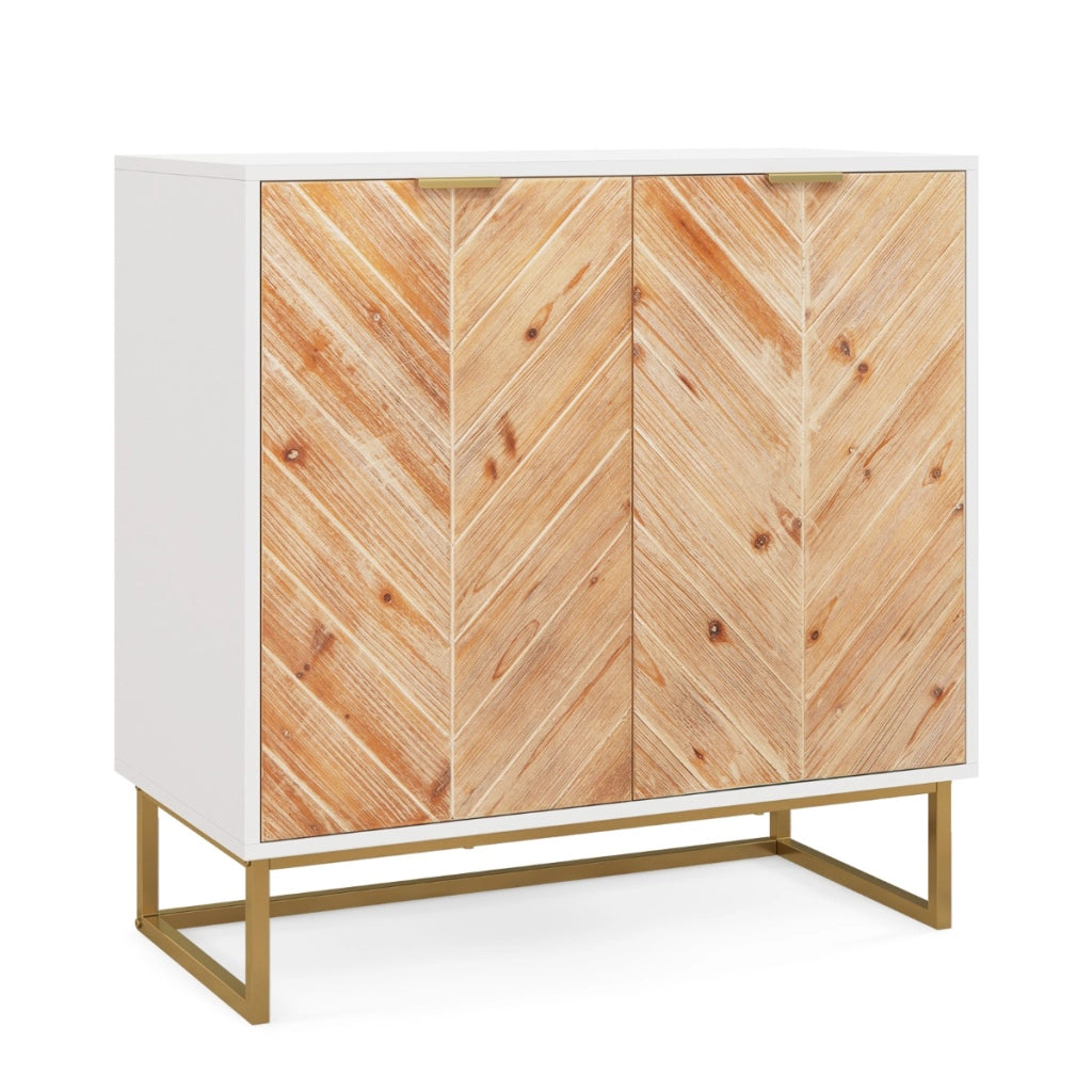Credenza buffet-Armadio da cucina con storage con piedini antiscivolo per soggiorno, Tavolino con ante e ripiano Bianco