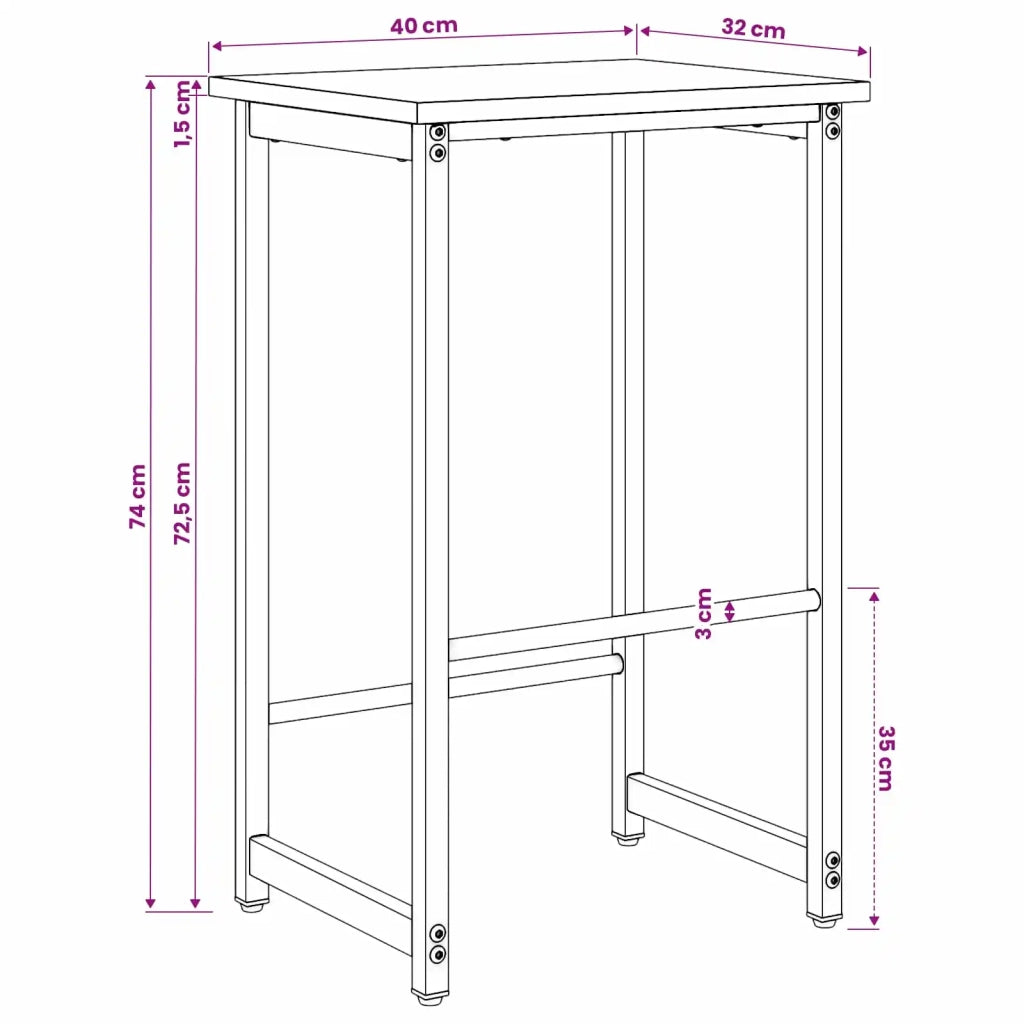 Sgabello da bar Legno antico 40 x 32 x 74 cm 8006201