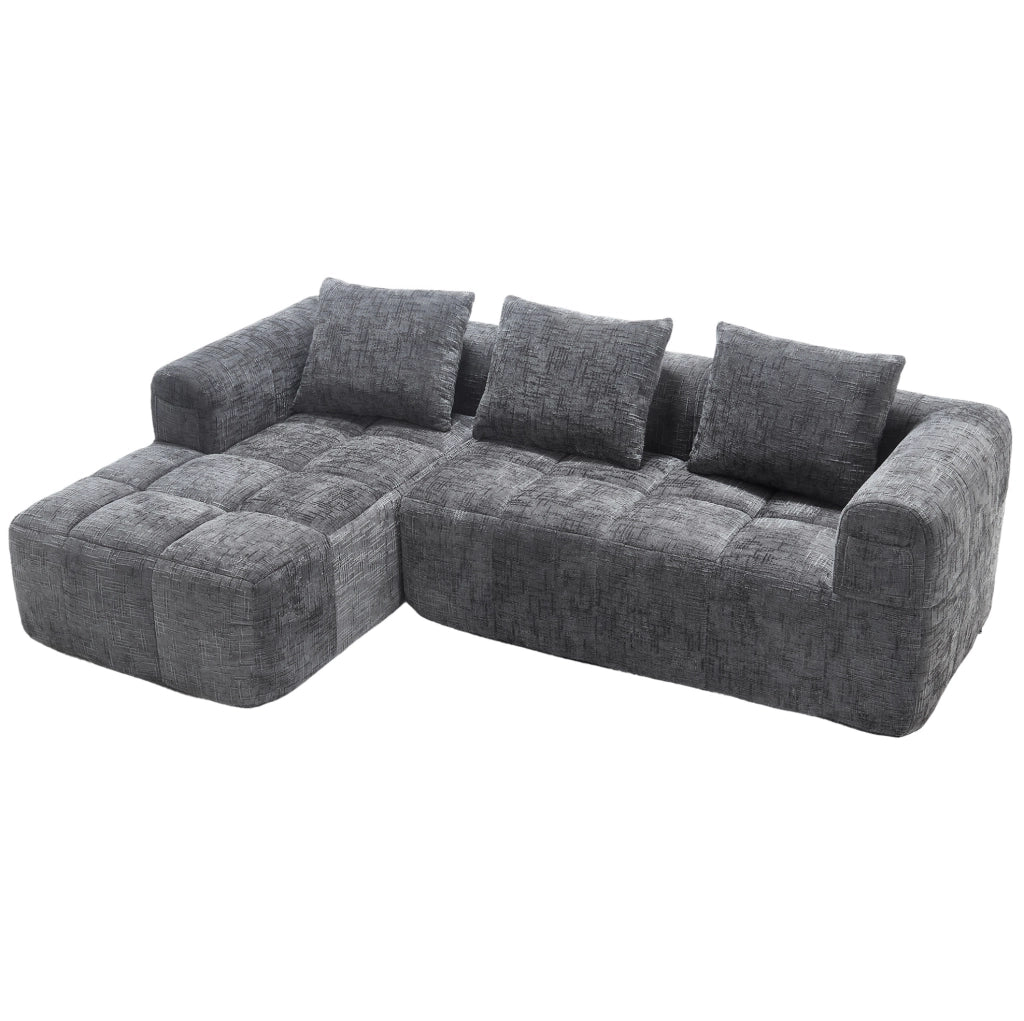 Divano angolare 250x158x60 cm senza installazione in chenille grigio