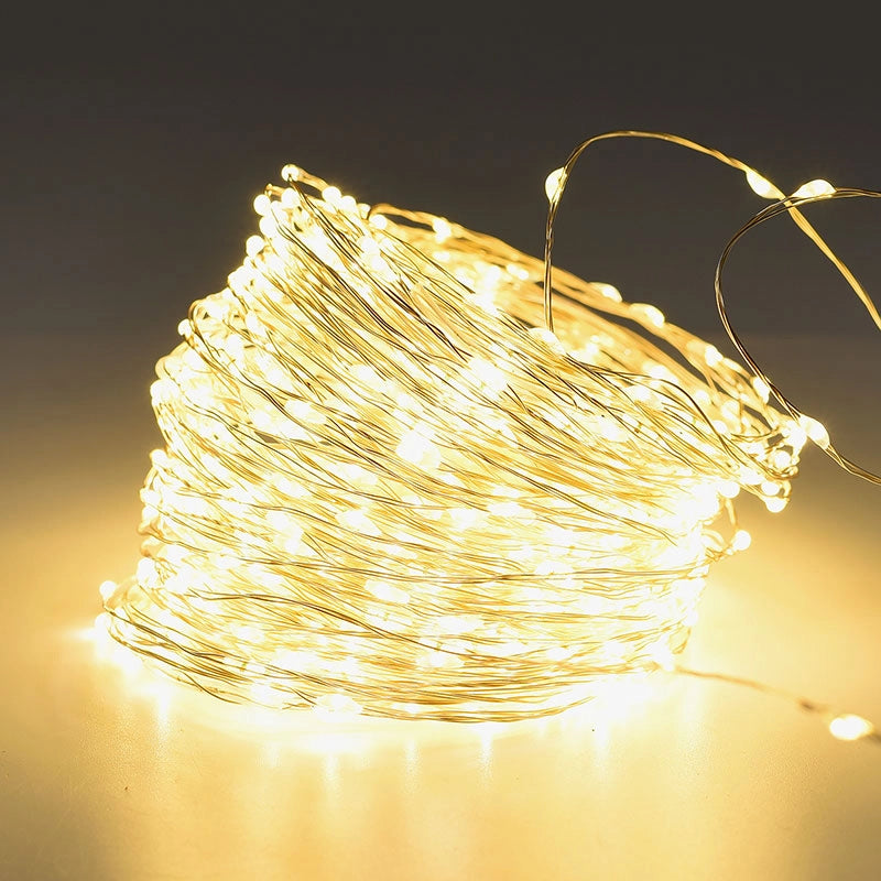 CATENA LUMINOSA DA ESTERNO CON 600 MICROLED GIALLI - ILLUMINAZIONE IDEALE PER FESTIVITA' ED EVENTI