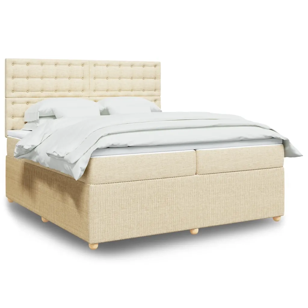 Giroletto a Molle con Materasso Crema 200x200 cm in Tessuto
