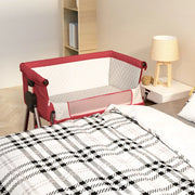Lettino per Bambini con Materasso-Struttura Letto per Bambini Rosso in Tessuto di Lino 774400