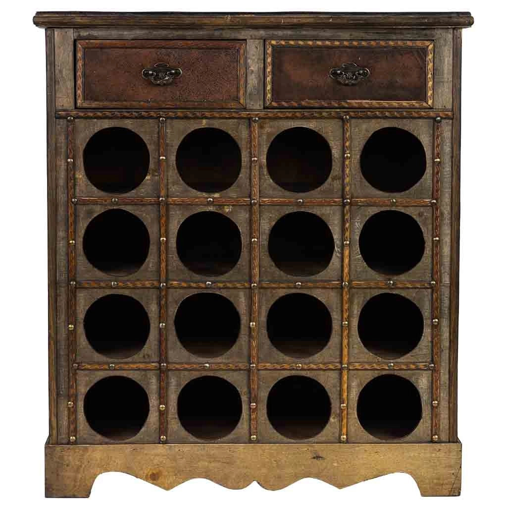 Baul porta bottiglie in legno marrone 63x31x69,5h cm