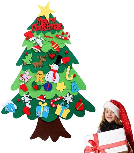 Albero di Natale in legno 100 cm - Decorazione per Natale - Set di decorazioni - Manufatto artigianale - Adatto per bambini - Stimola la fine motoria - Decorazione per la festa di Natale