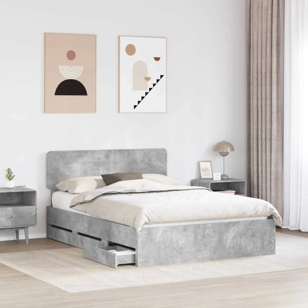 Struttura del letto con cassetto Grigio Cemento 160 x 200 cm