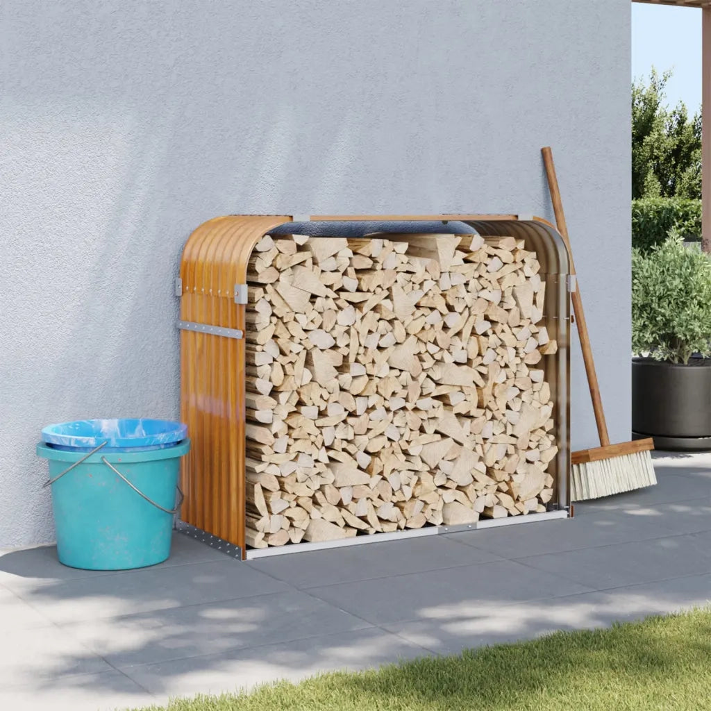 Portaceppi Effetto Legno 120x45x100 cm in Acciaio Zincato 364583