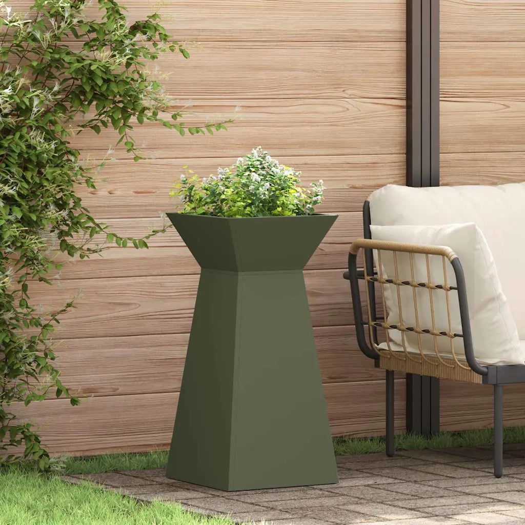 2 pz Fioriere | Cassetta per fiori | Vaso a Pilastro Oliva 35 x 35 x 73 cm