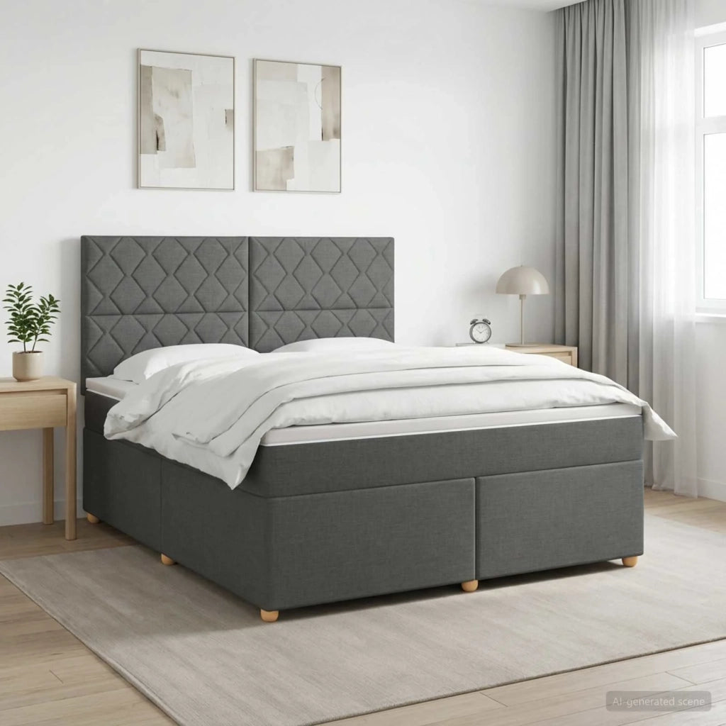 Letto box spring con materasso Grigio Scuro 140 x 190 cm 3455351