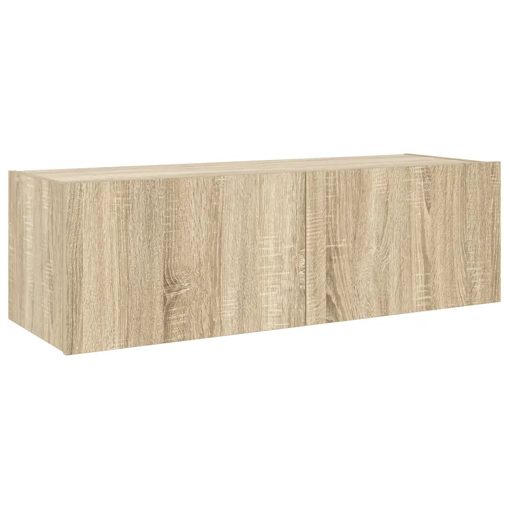 Mobile TV a Parete con Luci LED-Mobile TV a Muro Rovere Sonoma 100x35x31 cm