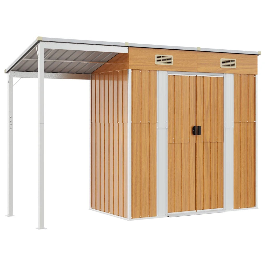Capannone Tetto Esteso Marrone Chiaro 277x110,5x181cm Acciaiocod mxl 72783