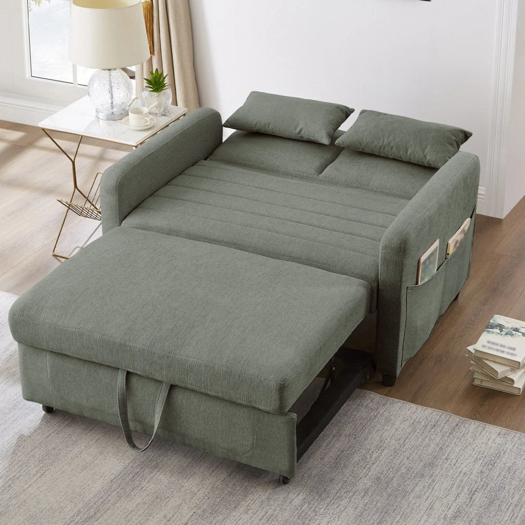 DIVANO LETTO 2 posti estraibile 166x95 cm Tessuto cotone-lino Verde Army