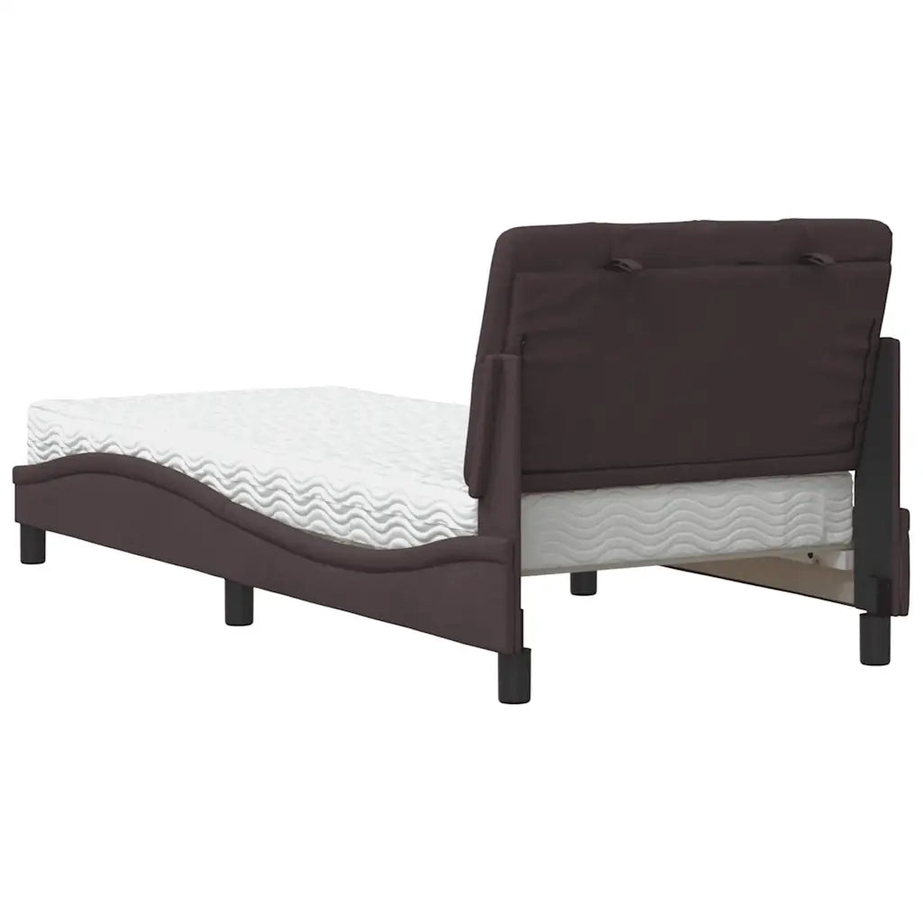 Letto con Materasso Marrone Scuro 90x200 cm in Tessuto 3310716