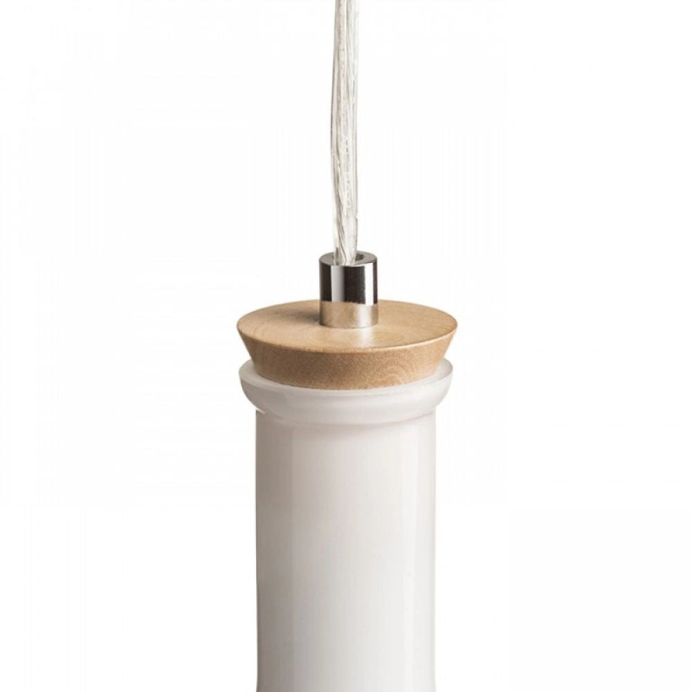 Lampadario PULIRE RD a sospensione vetro opalino/legno/cromo 230V E14 28W
