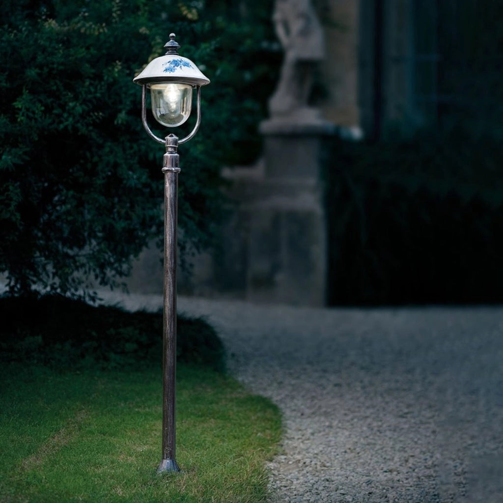 Palo Esterno Classico Bari Metallo E Ceramica Nero Sfumato Argento 1 Luce E27