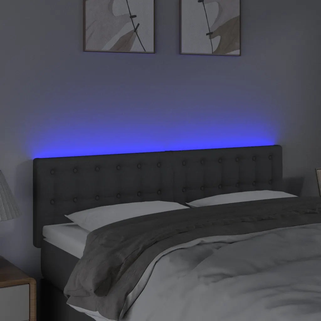 Testiera a LED Grigio Scuro 144x5x78/88 cm in Tessuto 3122045