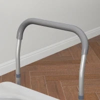 Sedia Comoda WC per Anziani e Disabili 4 in 1 Regolabile in Altezza con Braccioli Imbottiti, Grigio
