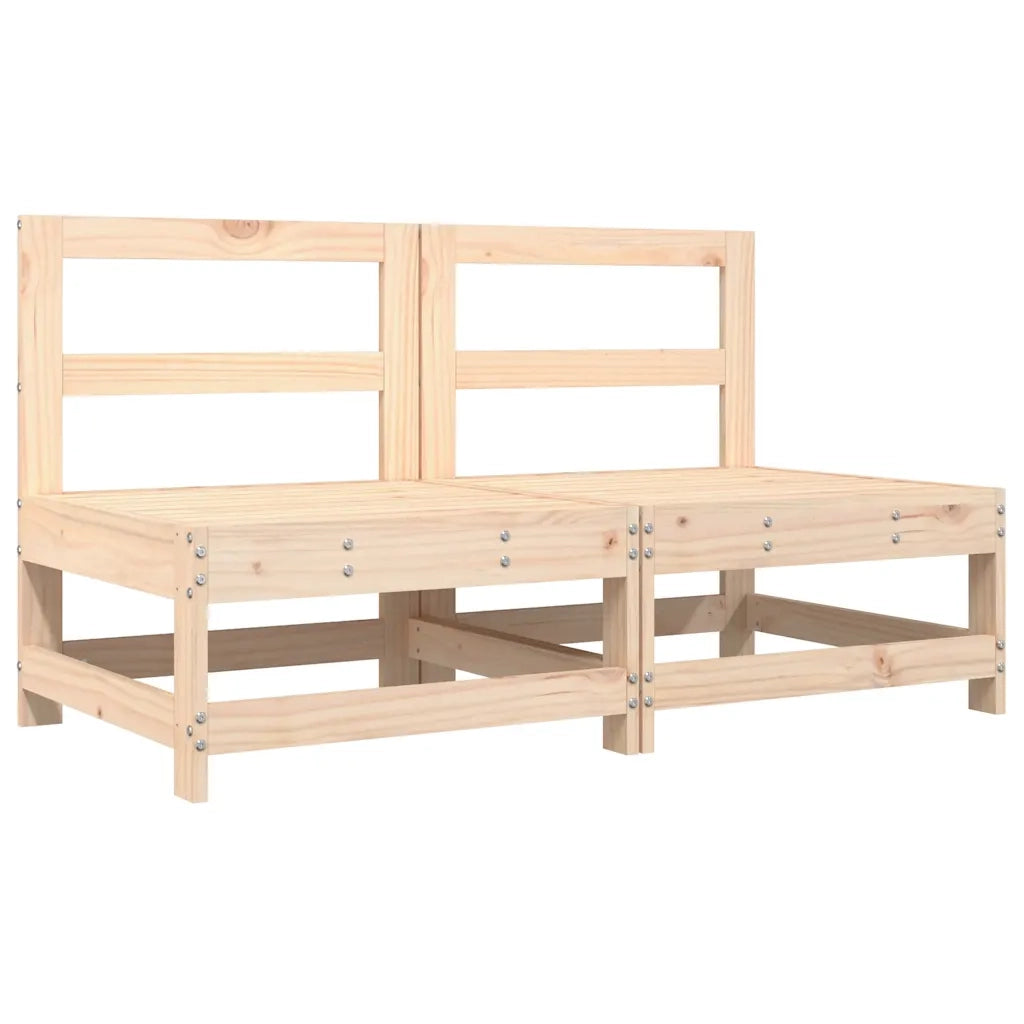 Divano componibile-Divani Centrali con Cuscini 2 pz in Legno Massello di Pino 201028