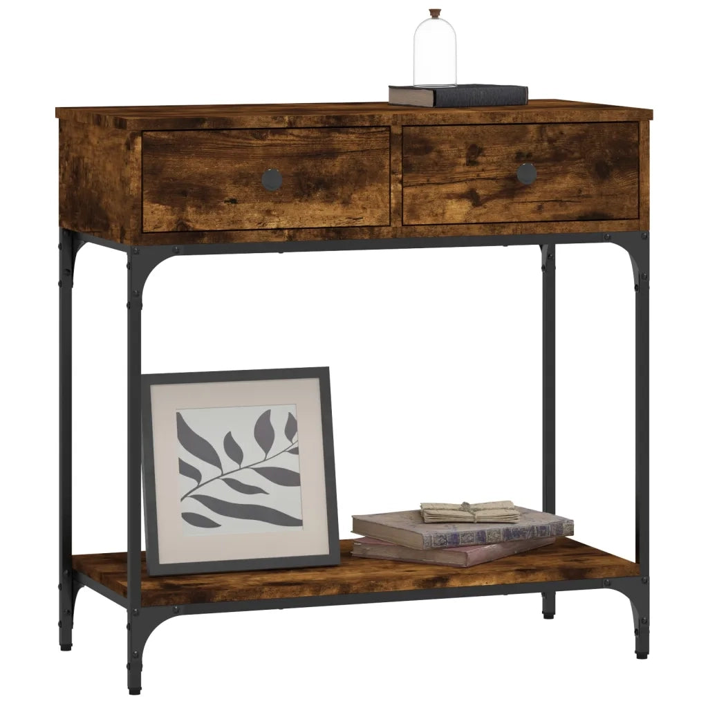 Tavolino Consolle | Tavolo d'Ingresso Rovere Fumo 75x34,5x75cm Legno Multistrato