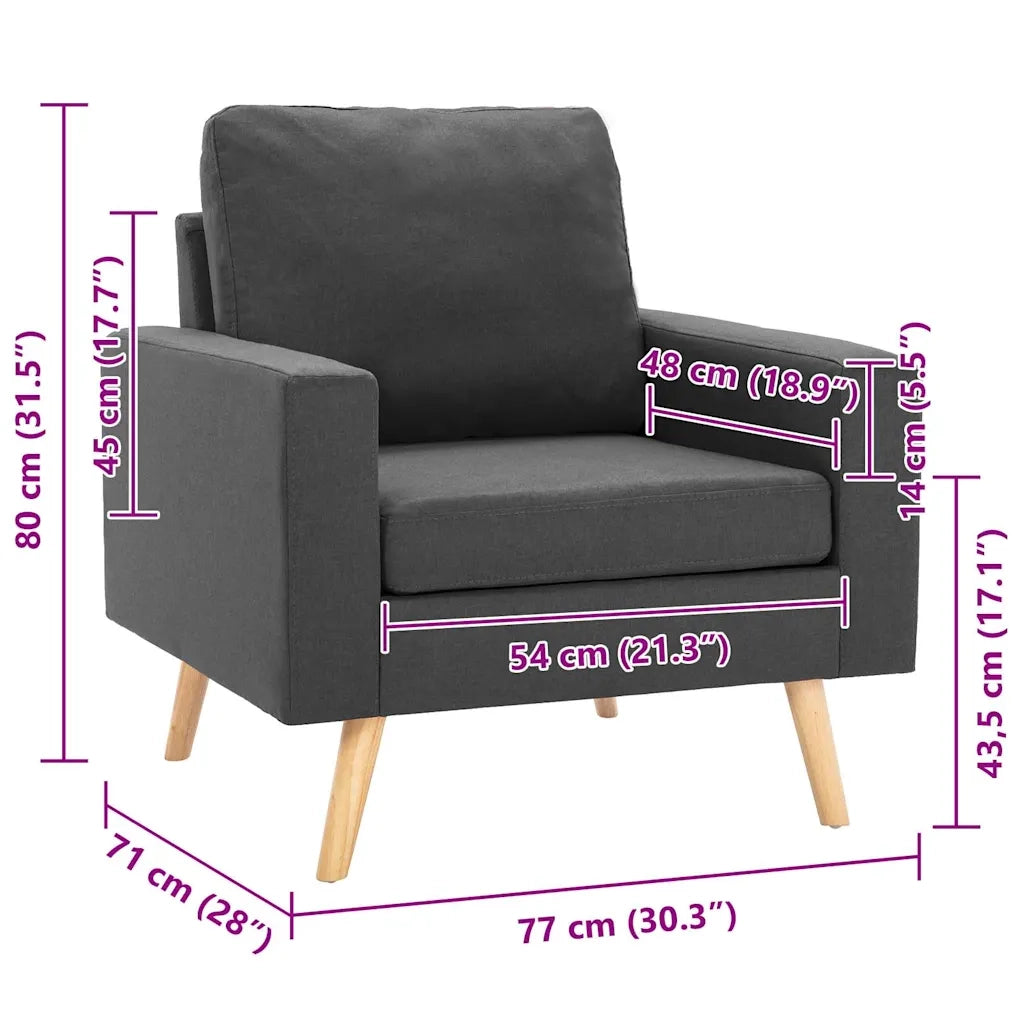 Poltrona-Divano Sedia-Poltroncina Grigio Scuro in Tessuto 702400