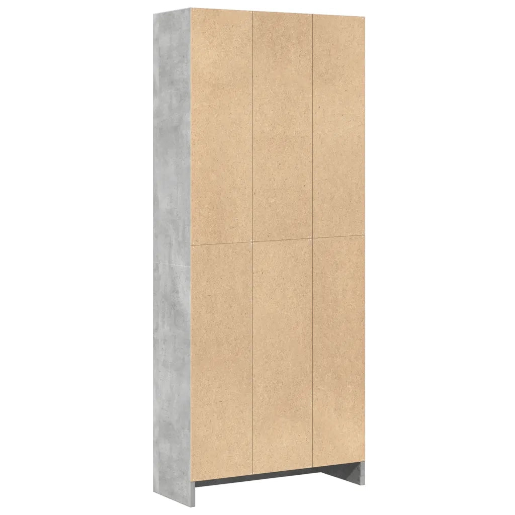 Libreria-Scaffale per Libri-Mobile di Stoccaggio Grigio Cemento 60x24x143 cm in Legno Multistrato