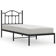Letto singolo | Letto per adulti | Giroletto con Testiera in Metallo Nero 90x200 cm