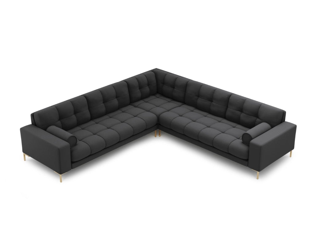 Cosmopolitan Design - Divano angolare reversibile "Bali" 6 posti in tessuto strutturato grigio scuro 