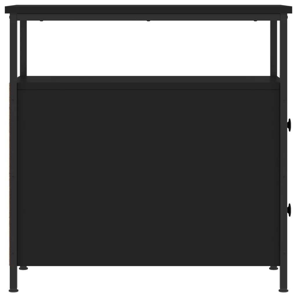 Set di 2 Comodini | Armadio da Notte | Mobiletto da notte Neri 30x60x60 cm in Legno Multistrato