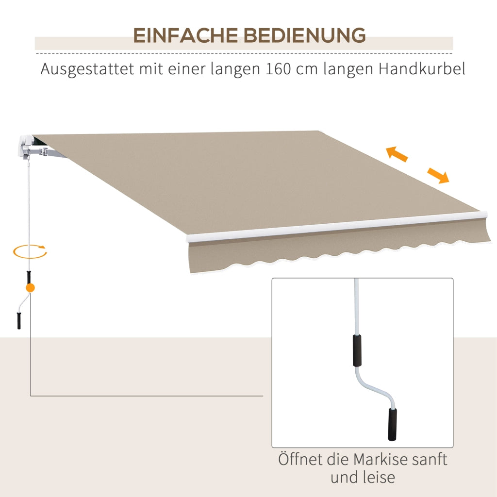 Tenda a braccio articolato in alluminio lunghezza 3.95 m colore beige ottima protezione solare per balcone e terrazza