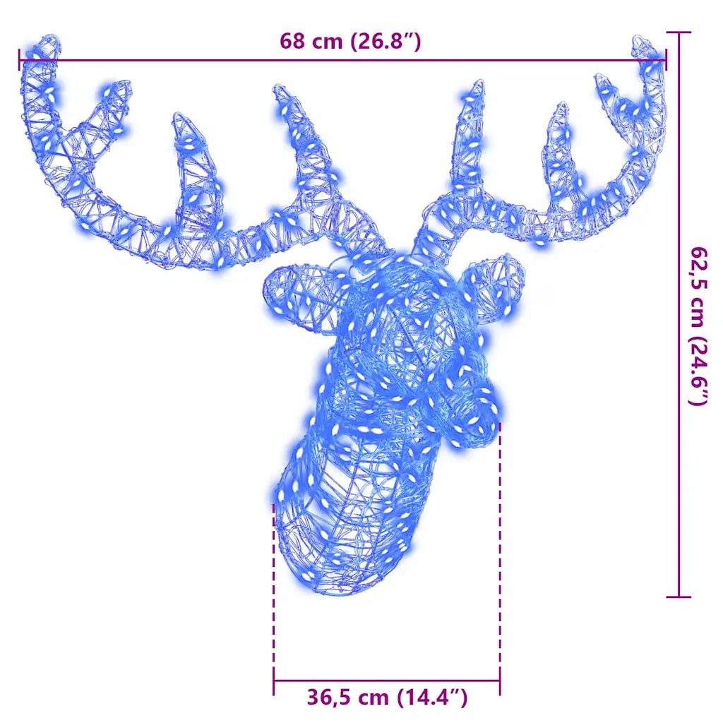 Testa di Renna con 140 LED Blu 68 x 36,5 x 62,5 cm Acrilico CFW6705049
