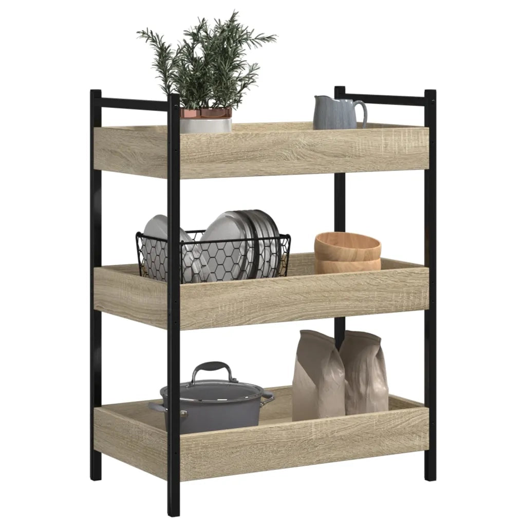 Carrello da Cucina-Scaffale per Cucina Rovere Sonoma 50x30x70 cm Legno Multistrato