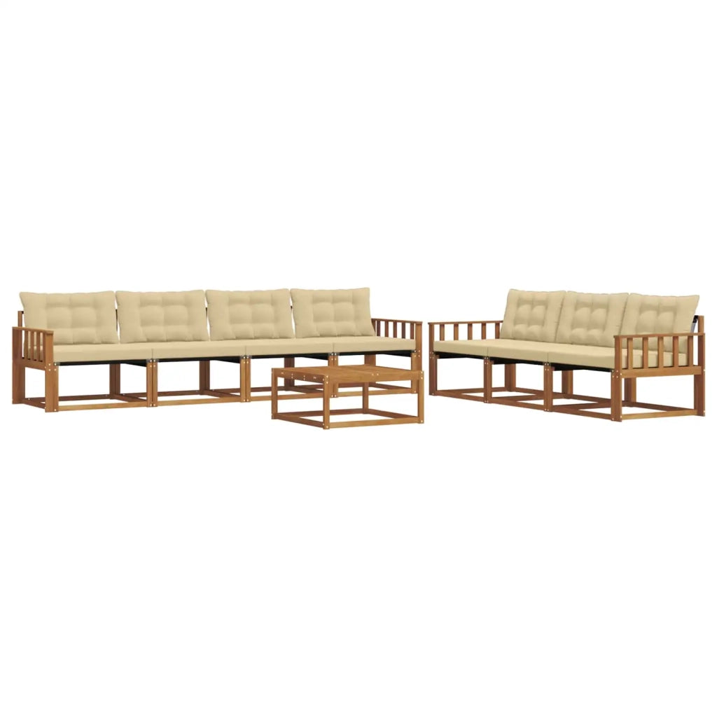 Set di divani da esterno con cuscino 8 pcs Naturale e Beige 3369264