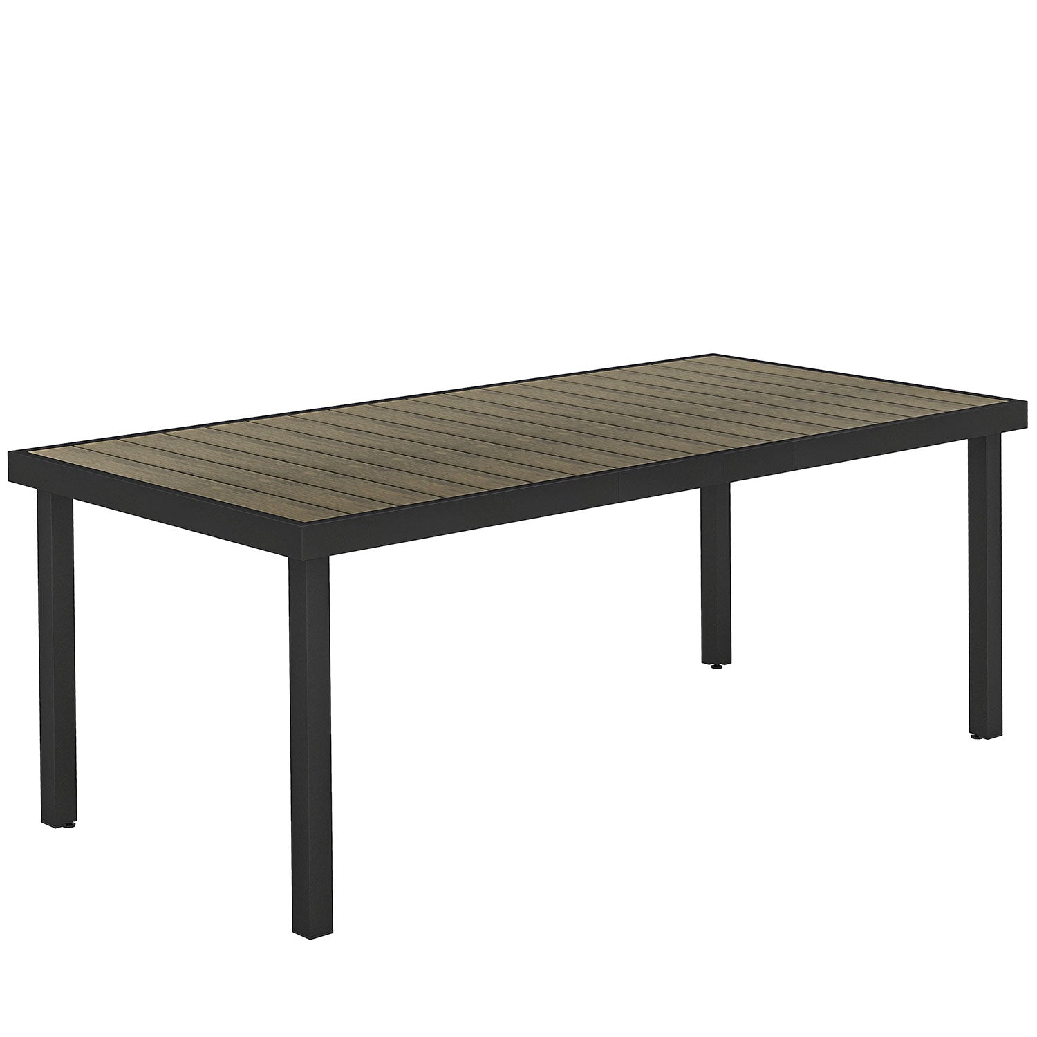 Tavolo da Pranzo da Giardino per 8 Persone in Alluminio e Plastica Legno Scuro e Nero