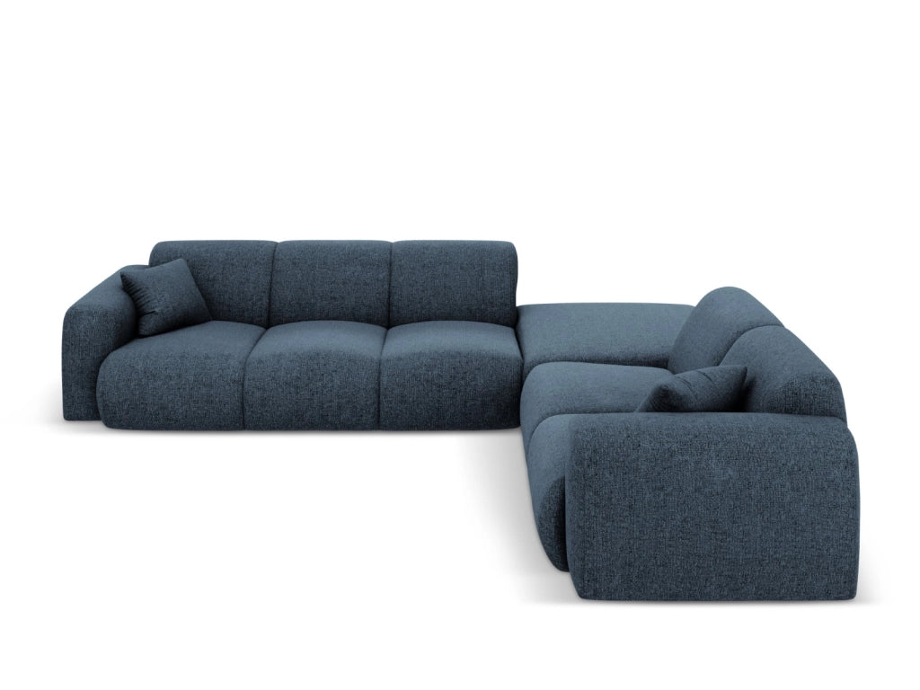 Cosmopolitan Design - Divano angolare destro "Nolio" 4 posti in ciniglia blu reale 