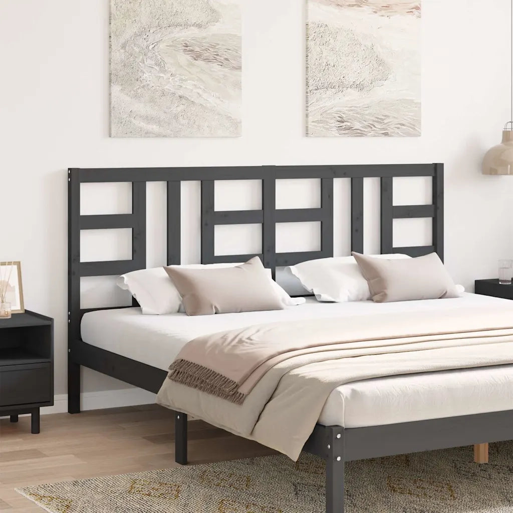 Testiera per Letto Grigia 186x4x100cm in Legno Massello di Pino