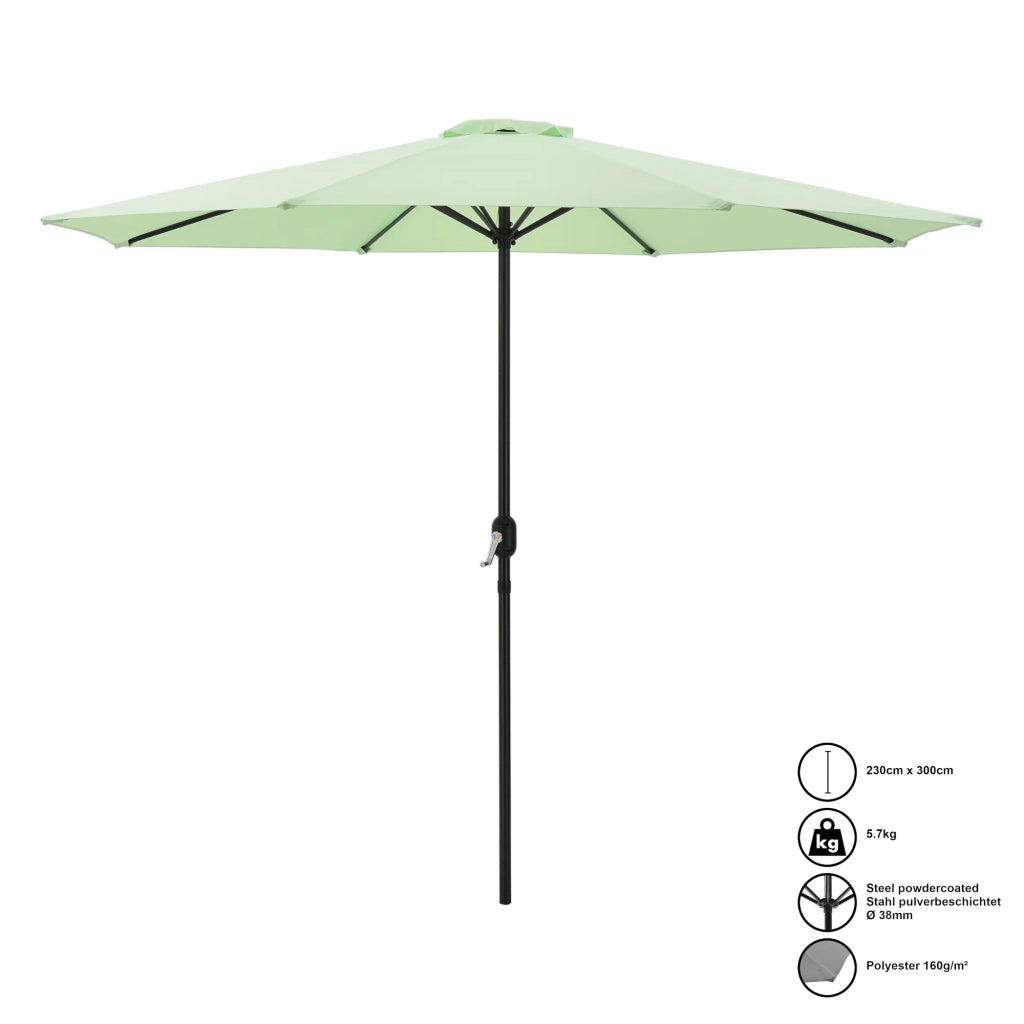Ombrellone da giardino struttura in poliestere e acciaio 300 x 230 cm verde pastello 03_0008050