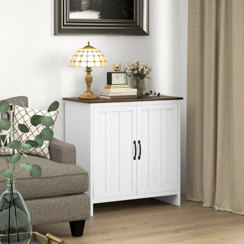 Credenza Moderna con Ante e Ripiano Regolabile ¨C Zephmum ¨C Bianco Legno 80x40x80