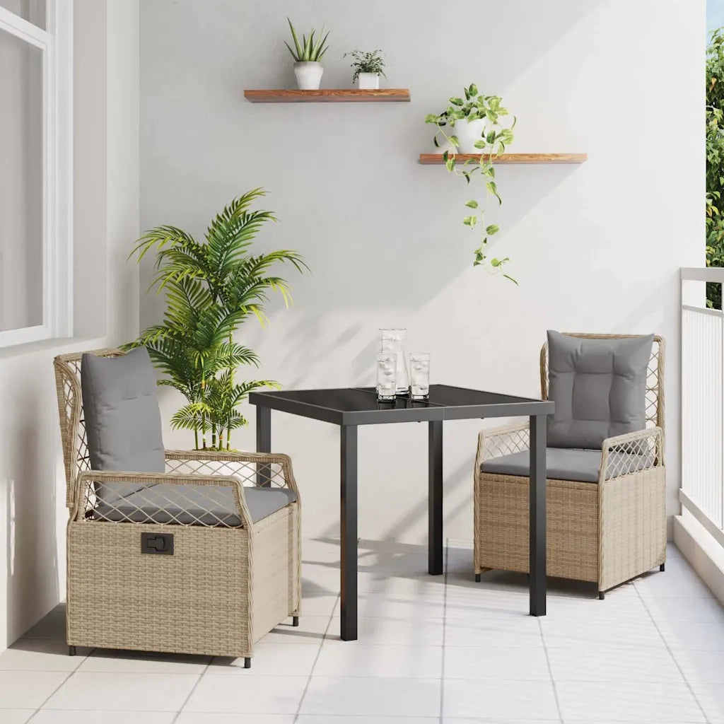 Set da Pranzo per Giardino 3 pcs Beige e Grigio Chiaro 3381002