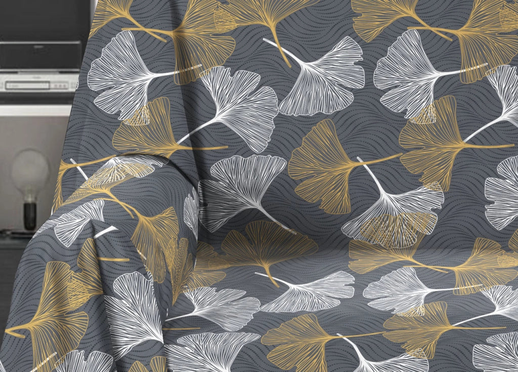 Telo Arredo Granfoulard Copritutto Salvadivano 100% Cotone Dis. Ginko - Singolo - Giallo