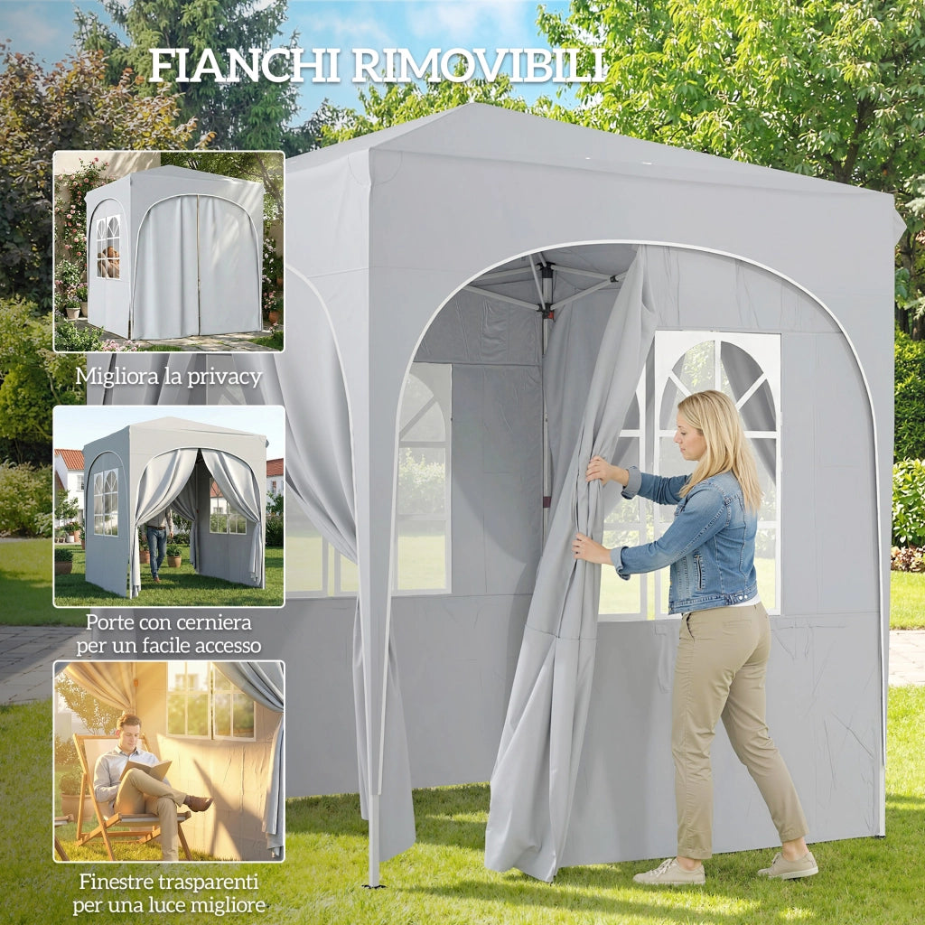 Gazebo Pieghevole 2x2 m ¨C zephmum ¨C Grigio Chiaro