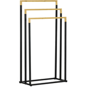 Portasciugamani da terra 45 x 22，5 x 86 cm in acciaio e bambù nero