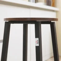 Set 2 Sgabelli da Cucina in Truciolato e Acciaio con Piano Liscio e Poggiapiedi, 32.5x32.5x65 cm, Marrone