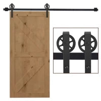 200cm Binario per Porta Scorrevole Kit ,Spessore 34-40mm per Installazione Porta Muro Completo Accessori per Porte Scorrevole Singole, Acciaio Nero