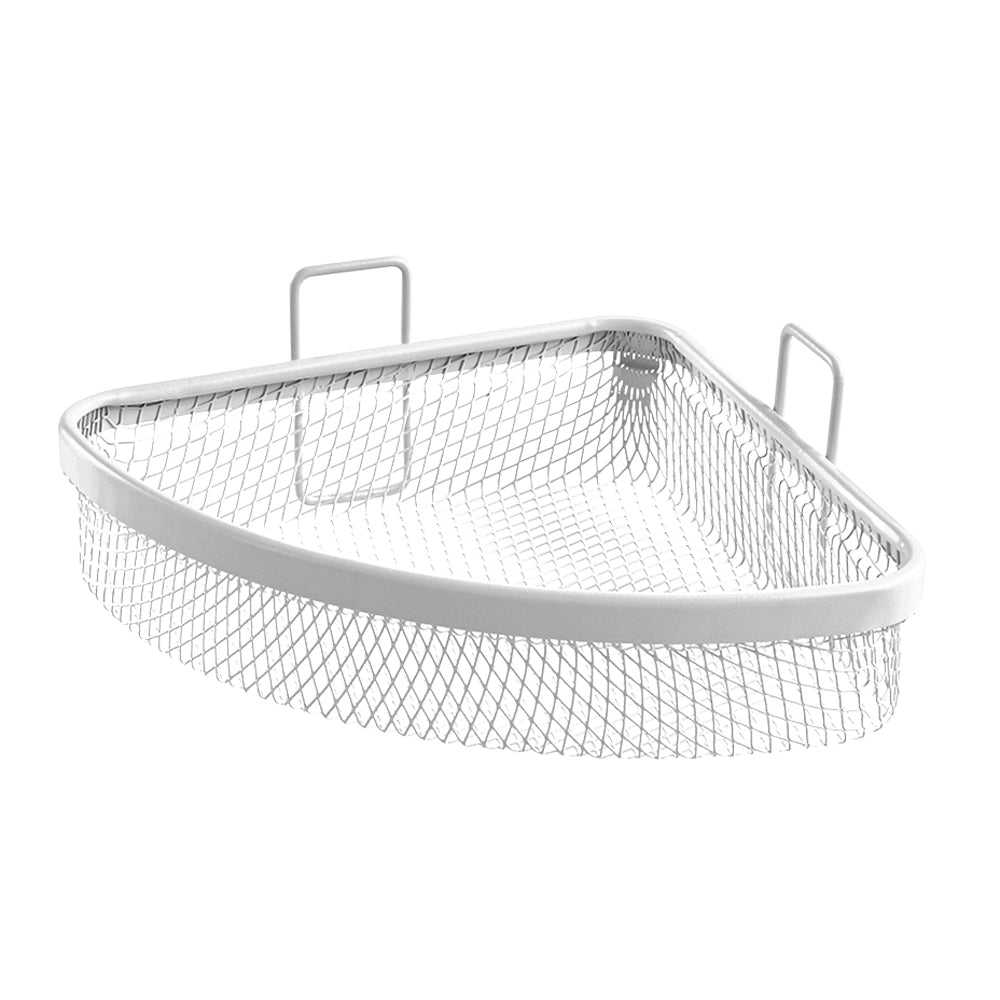 Mensola bagno angolare bianco in acciaio con 1 ripiano – Taki