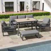 Set Divano da Giardino 6-7 Posti con Tavolo da Pranzo e Cuscini ¨C Xylo ¨C Polyrattan Antracite