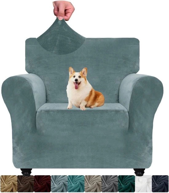 Banco con schienali in velluto 1-zona con copertura in stoffa elastica per cani con protezione antiscivolo per bracciali per soggiorno - blu stoffa