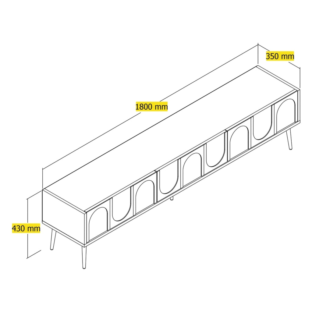 Marnate, Mobile Porta tv 3 Ante, 180x35x43h cm Bianco Crema