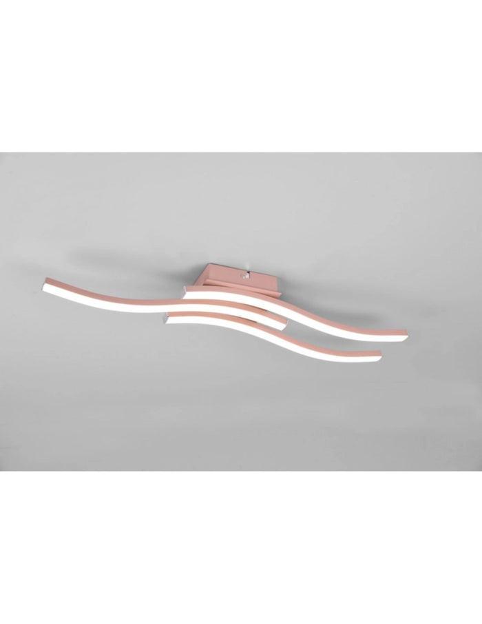Plafoniera Soffitto Moderna 3 Bacchette Led 4000k Route Oro Rosa Trio Lighting