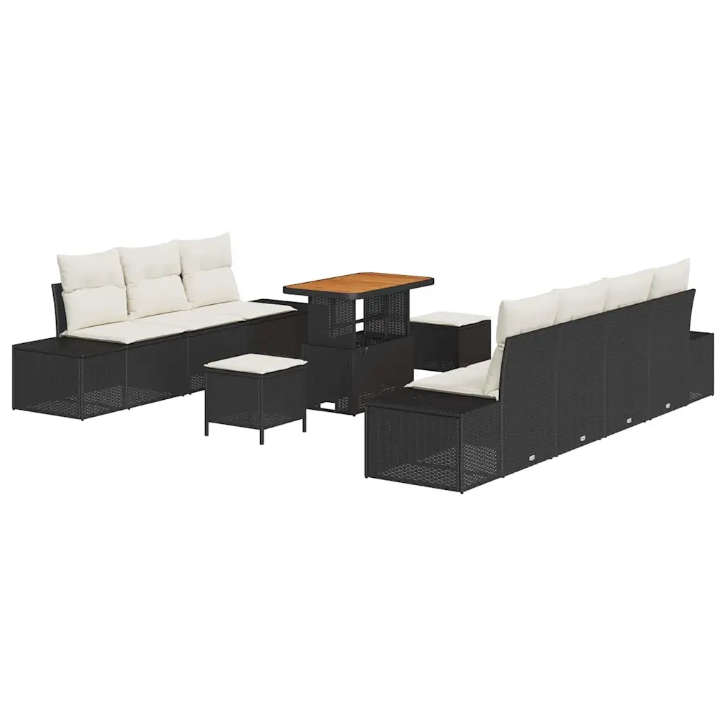 Set Divano da Giardino con cuscino 10 pcs Nero Poly Rattan 3364700