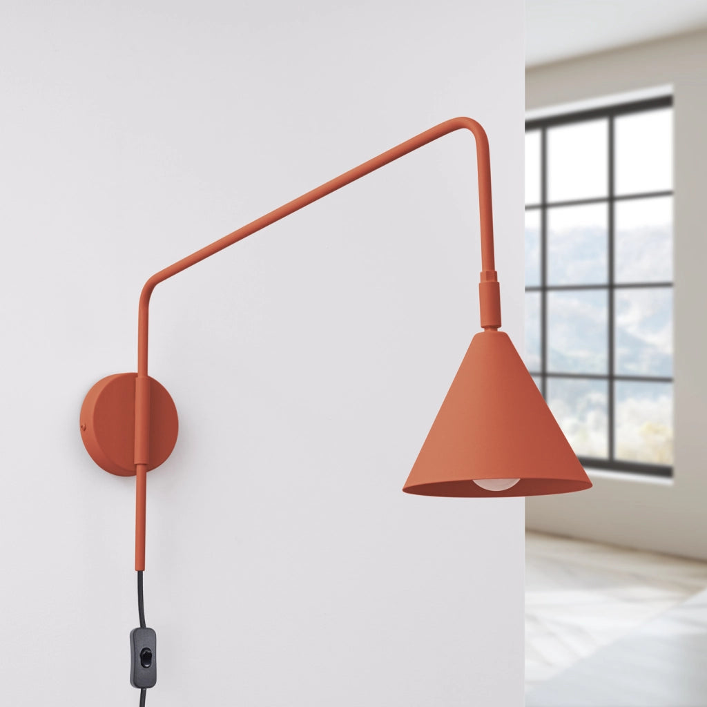 Lampada da parete NOX Crimson in acciaio rosso ocra 14x61x30cm E14 LED Max 10W